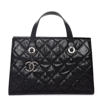 Chanel Crumpled Grained Calfskin Quilted CC Crave Tote Black 1 of 7