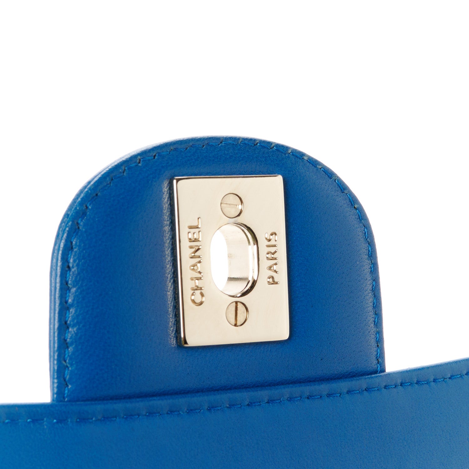 Chanel Lambskin Chevron Quilted Mini Square Flap Blue 6 of 10