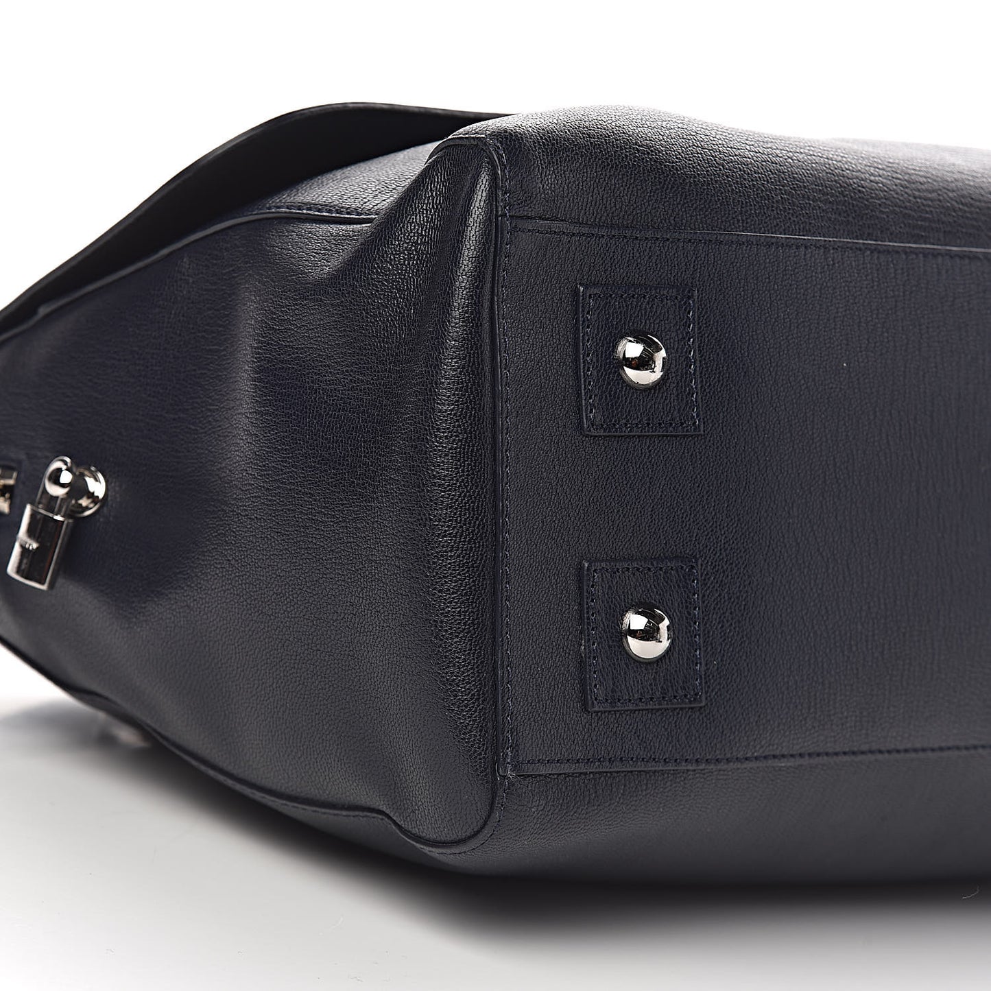 Glossy Goatskin Medium Del Rey Satchel Midnight Blue