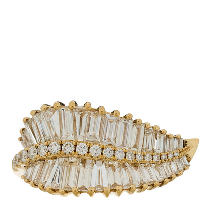 Anita Ko 18K Yellow Gold Diamond Sideways Palm Leaf Ring 53 6.5 1 of 7