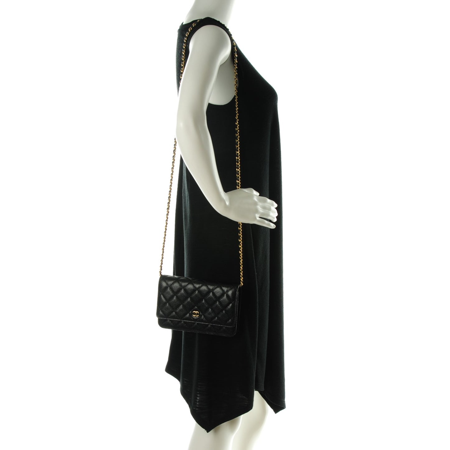 Caviar Quilted Wallet On Chain WOC Black
