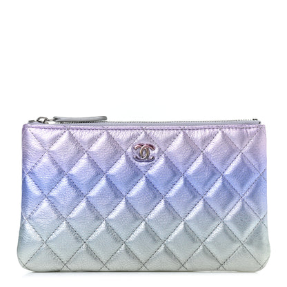Chanel Gradient Metallic Calfskin Quilted Cosmetic Case Purple Blue Green 1 of 7