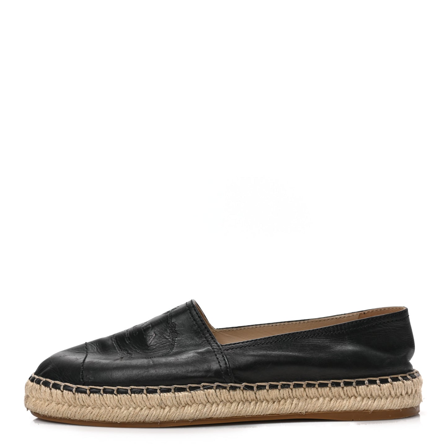 Vitello Lux Logo Embossed 20mm Espadrilles 39 Black