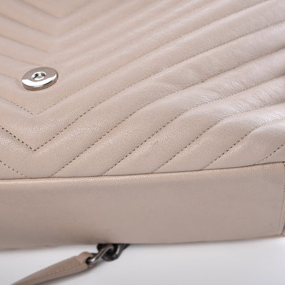Saint Laurent Sheepskin Matelasse Chevron Monogram Large College Satchel Taupe 14 of 14