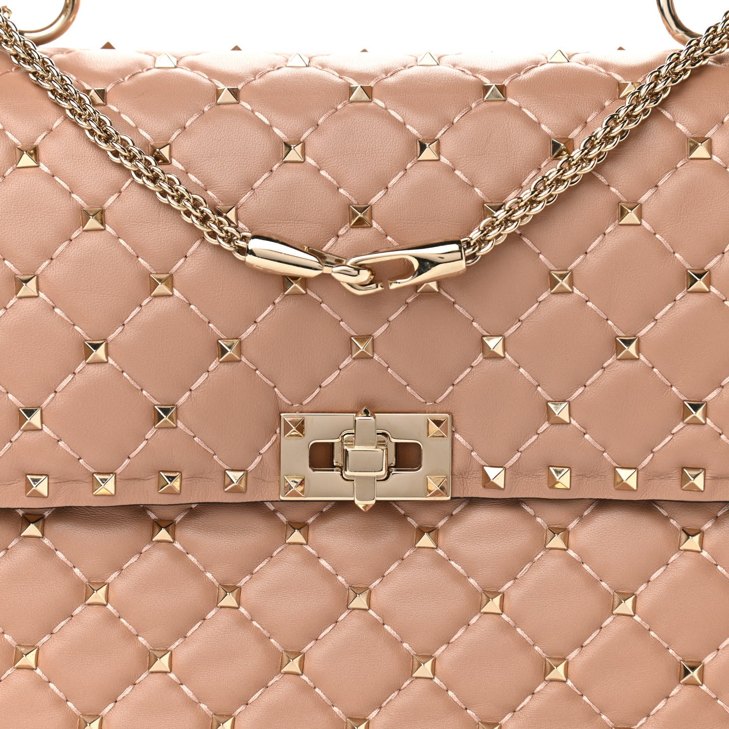 Valentino Garavani Nappa Large Rockstud Spike Shoulder Bag Soft Noisette 7 of 9