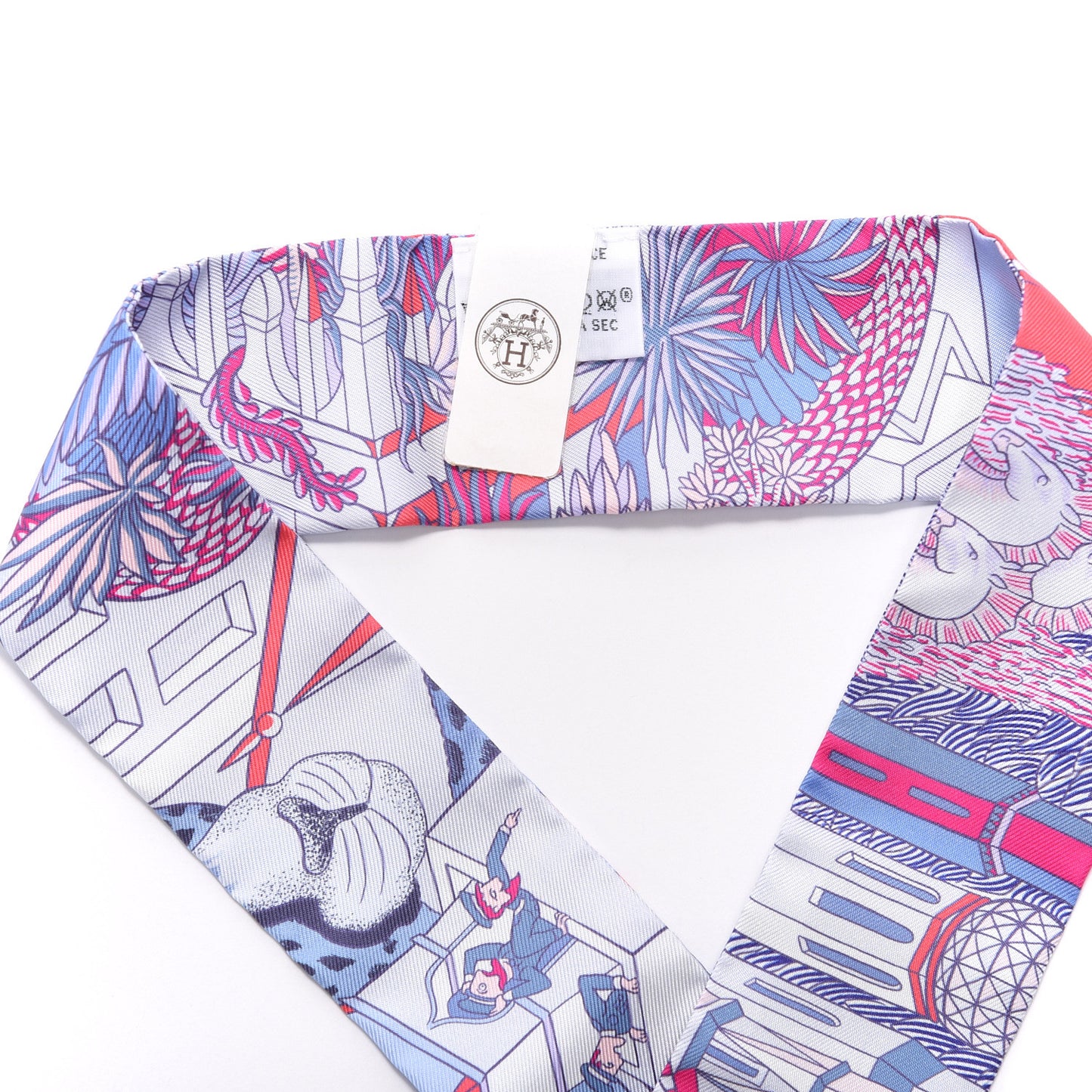 Silk Animapolis Plumetis Twilly Ciel Rose Vif Bleu