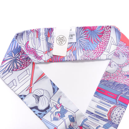 Hermes Silk Animapolis Plumetis Twilly Ciel Rose Vif Bleu 2 of 3