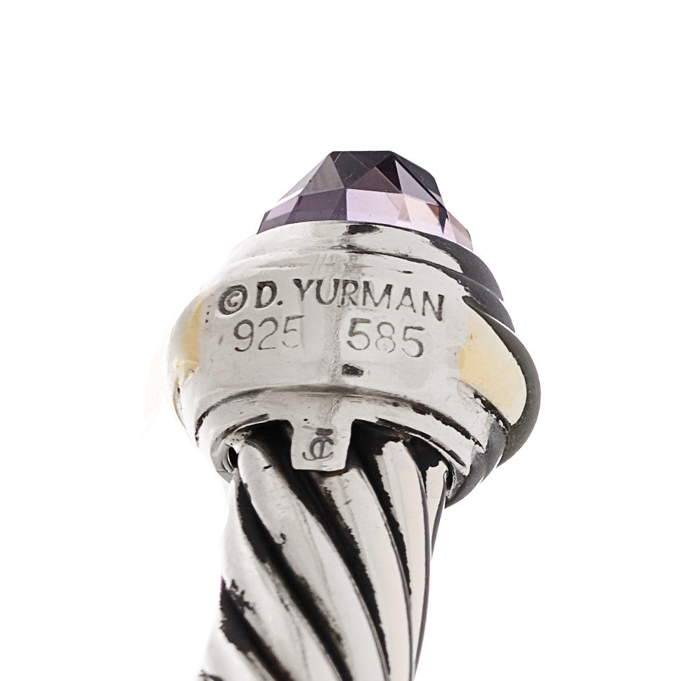 David Yurman Sterling Silver 14K Yellow Gold Amethyst 7mm Cable Classics Bracelet 3 of 3