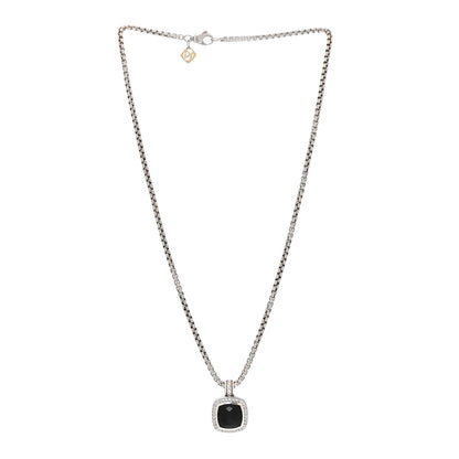 David Yurman Sterling Silver Diamond Black Onyx 11mm Albion Pendant Necklace 3 of 5