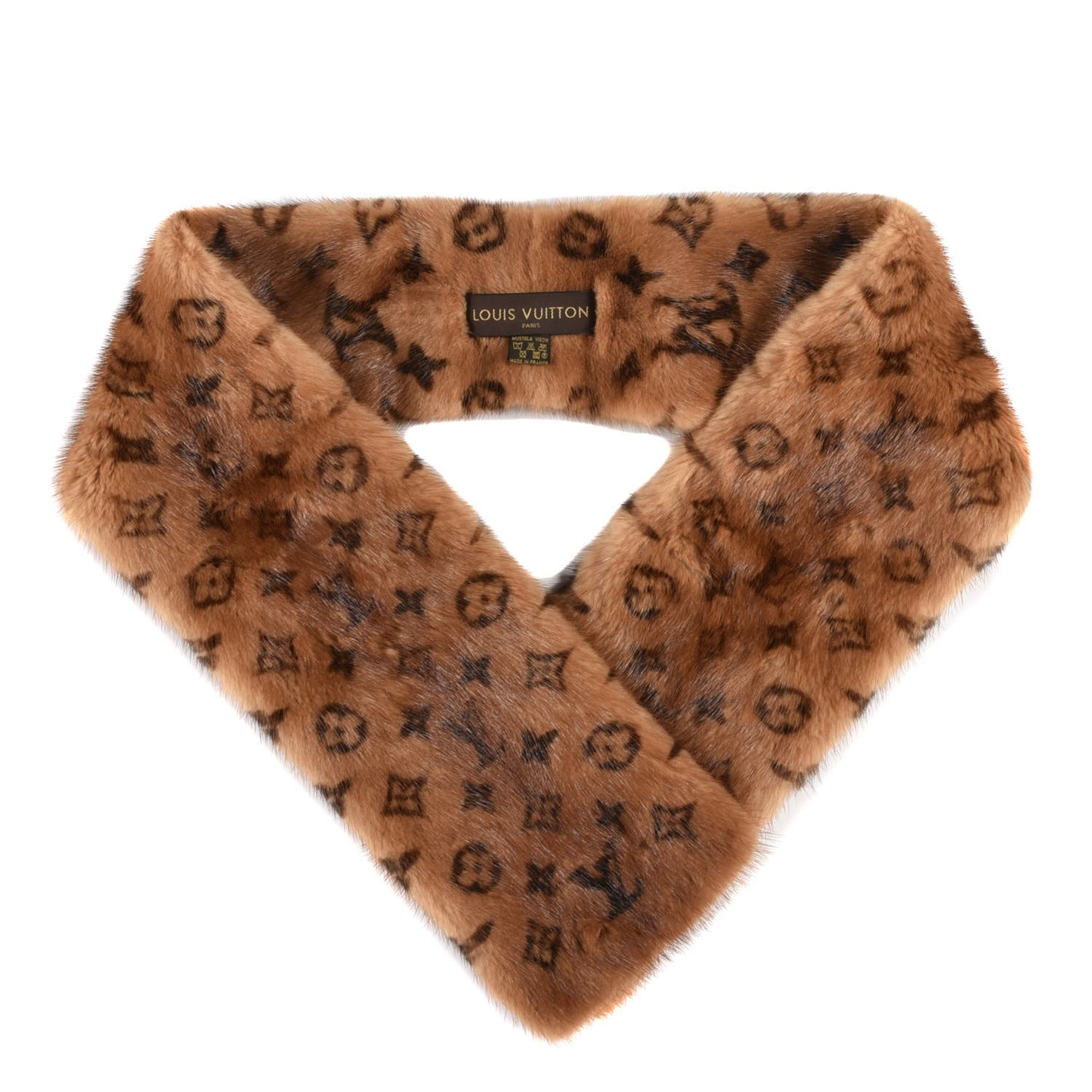 Monogram Mink Fur Scarf Stole Wrap
