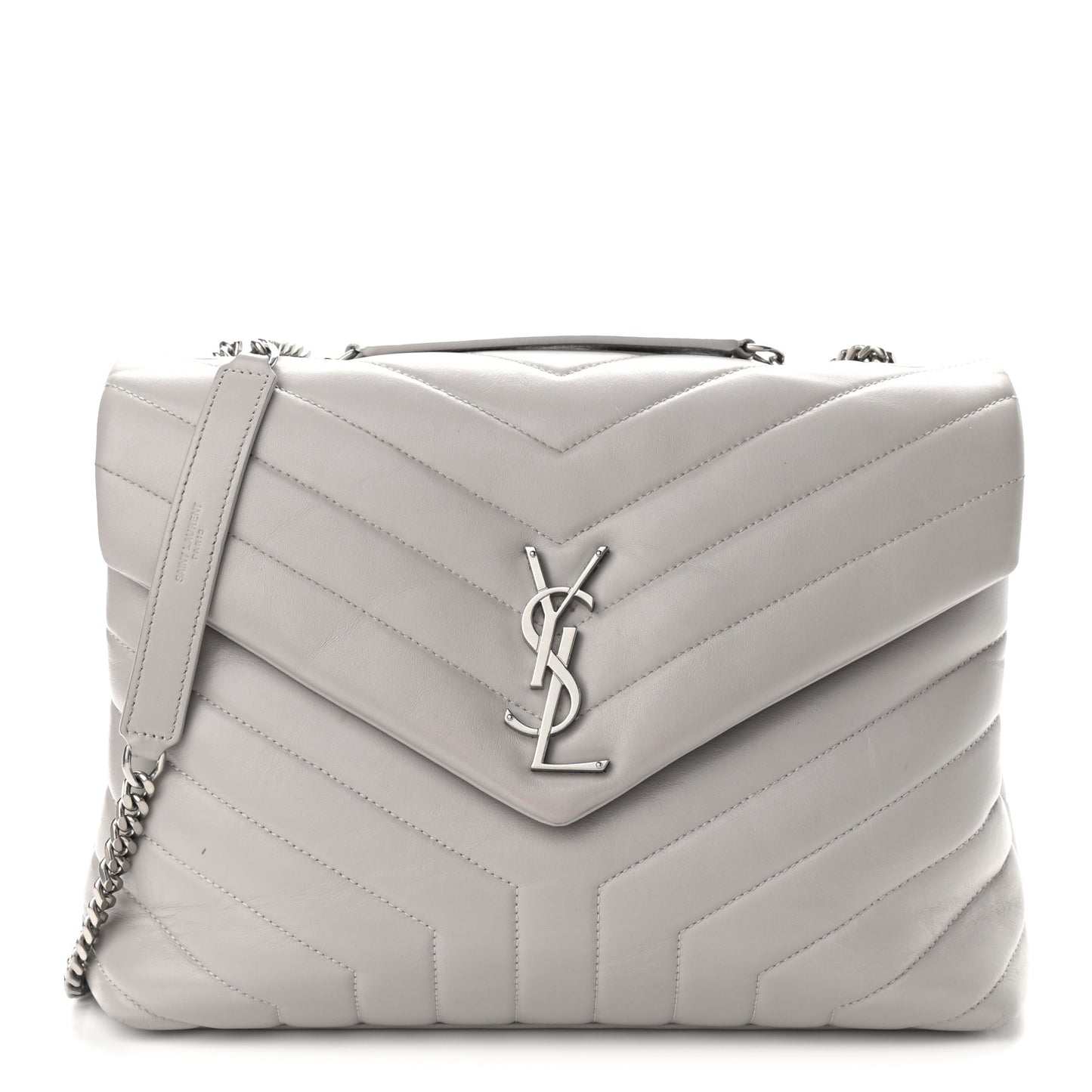 Calfskin Y Quilted Monogram Medium Loulou Chain Satchel Granite