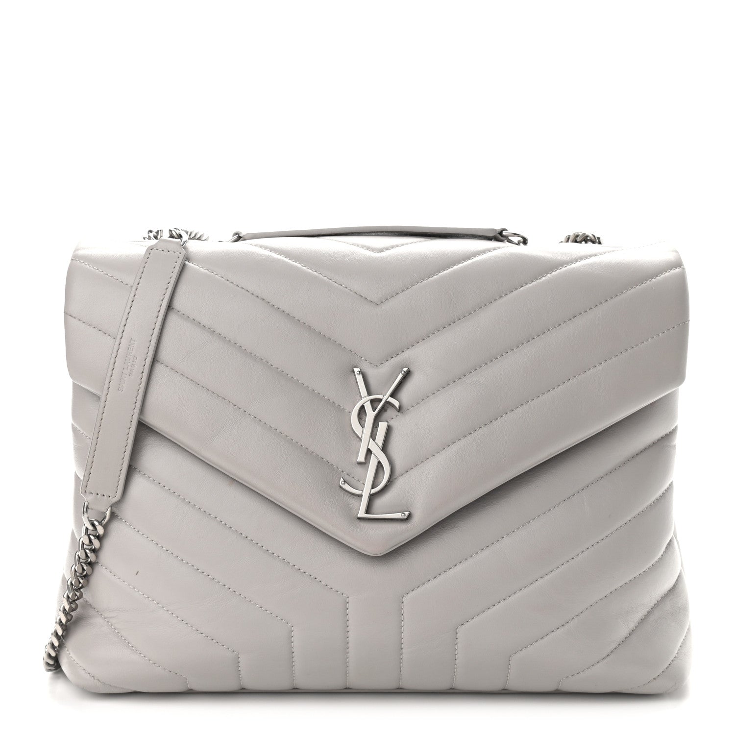Saint Laurent Calfskin Y Quilted Monogram Medium Loulou Chain Satchel Granite 1 of 13