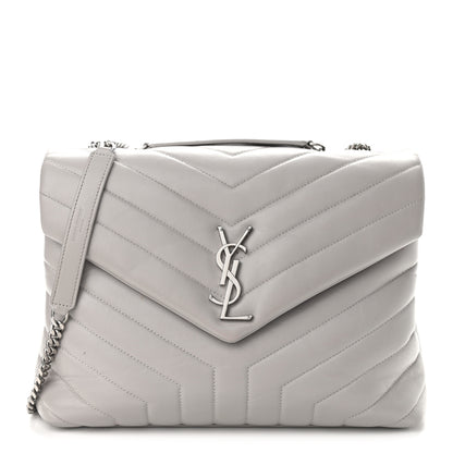 Saint Laurent Calfskin Y Quilted Monogram Medium Loulou Chain Satchel Granite 1 of 13