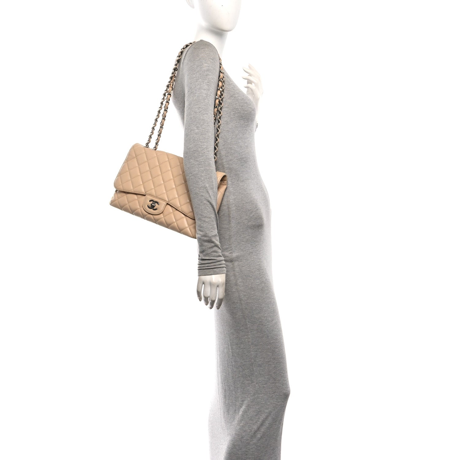 Chanel Caviar Quilted Jumbo Single Flap Beige Clair 2 of 10