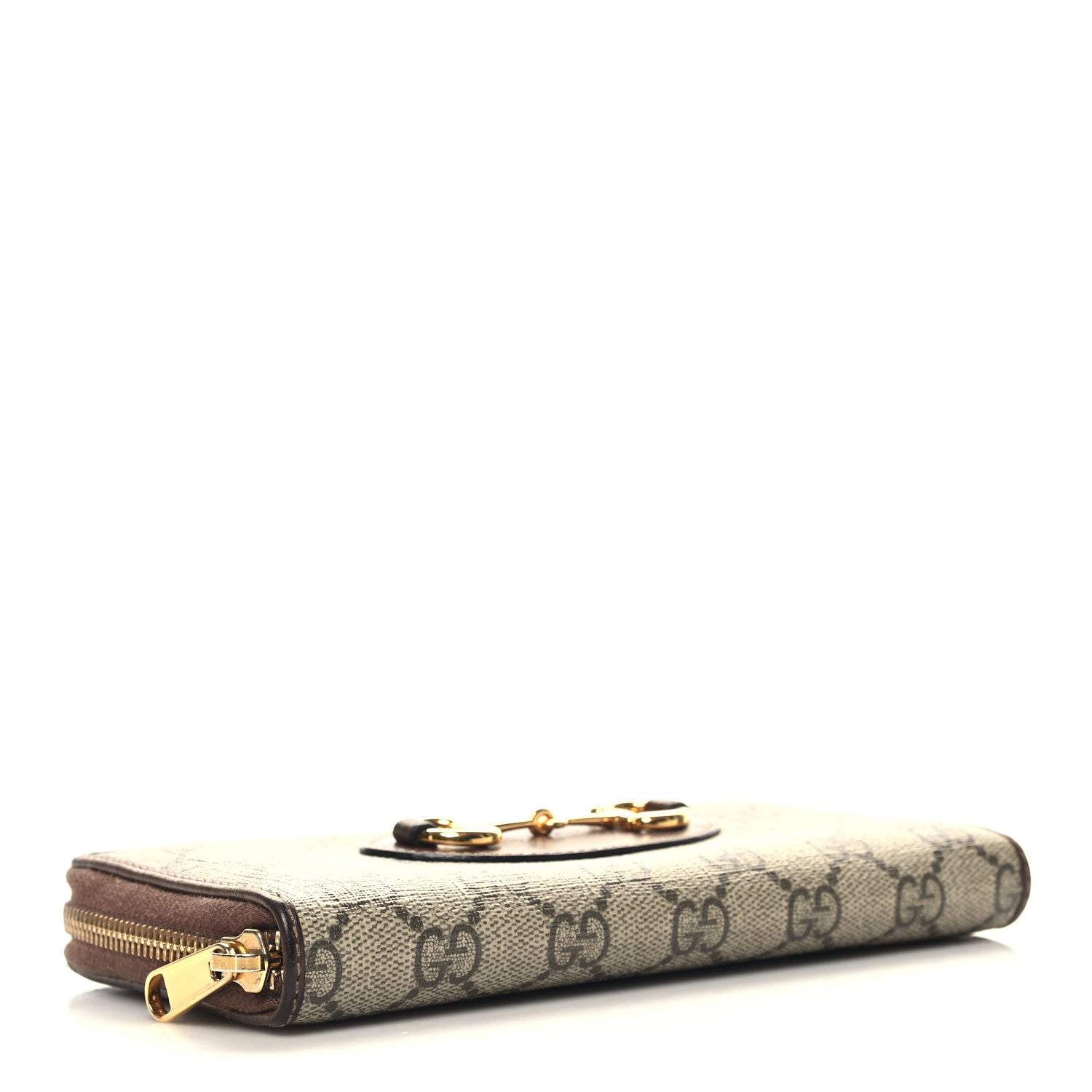 Gucci GG Supreme Monogram Azalea Calfskin Horsebit 1955 Zip Around Wallet Beige Ebony Brown Sugar 4 of 12