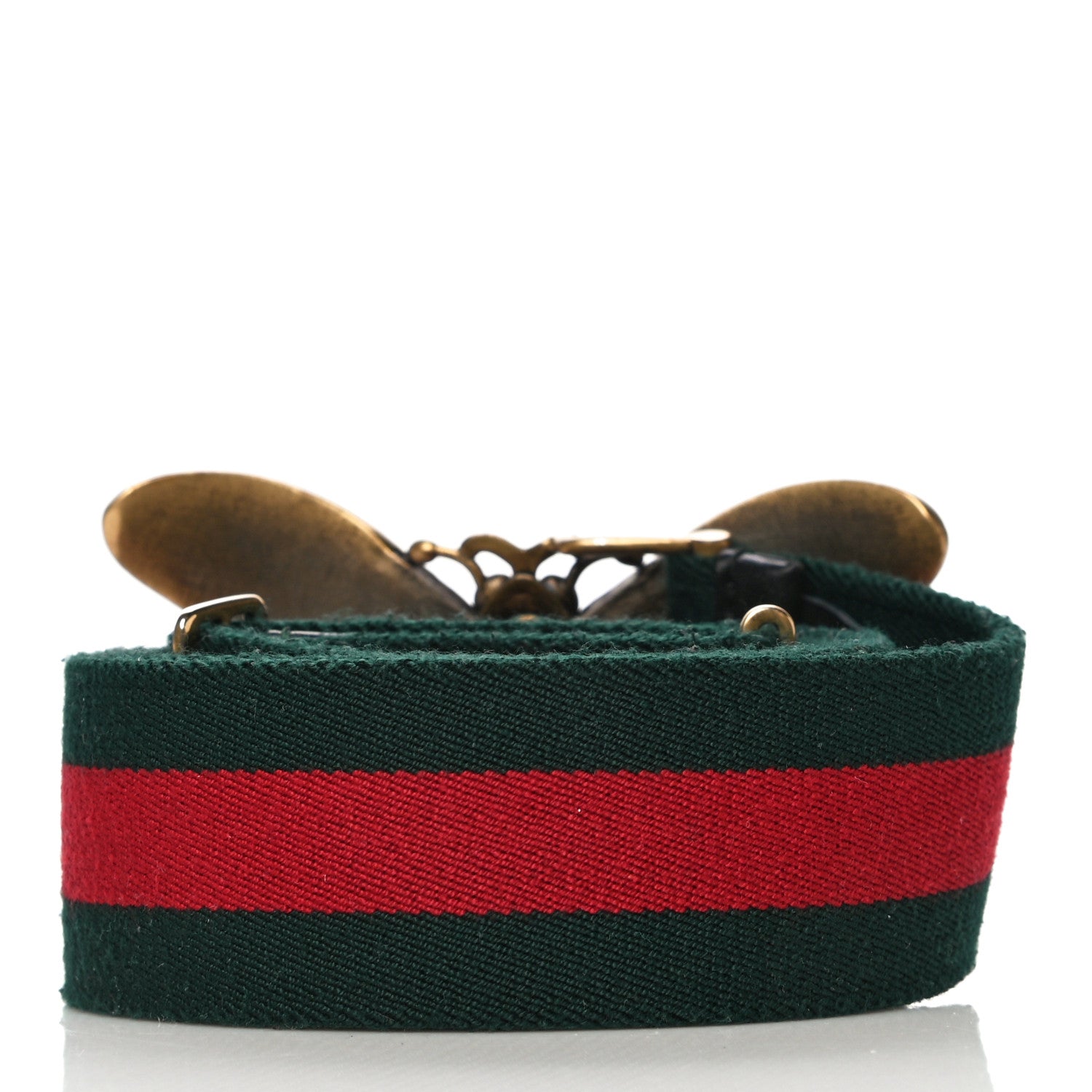Gucci Web Queen Margaret Bee Belt 80 32 Red Green 2 of 6