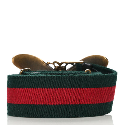 Gucci Web Queen Margaret Bee Belt 80 32 Red Green 2 of 6