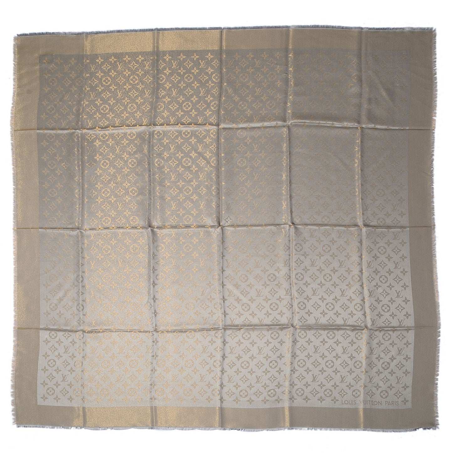 Monogram Silk Wool Shine Shawl Beige