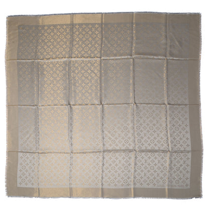 Louis Vuitton Monogram Silk Wool Shine Shawl Beige 4 of 5