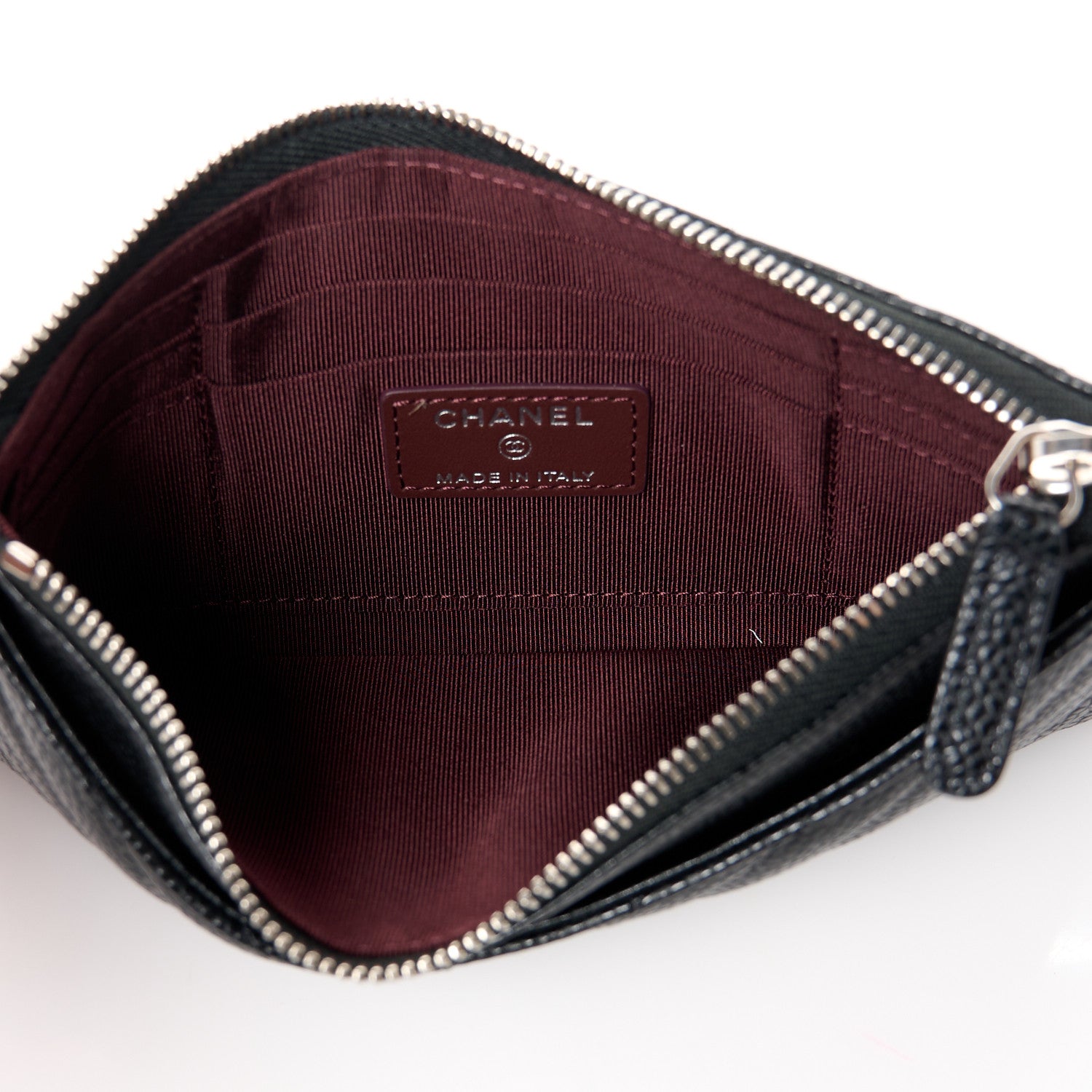 Chanel Caviar Chevron Quilted Zip Pouch Black 5 of 10