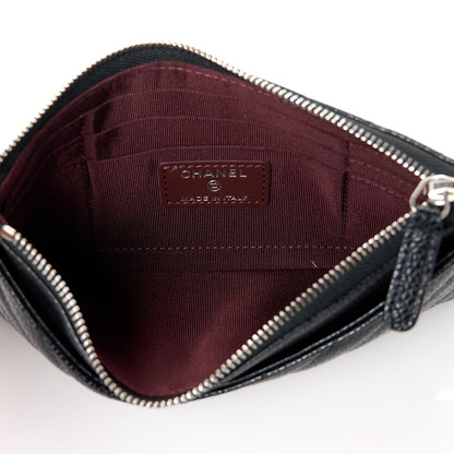 Chanel Caviar Chevron Quilted Zip Pouch Black 5 of 10