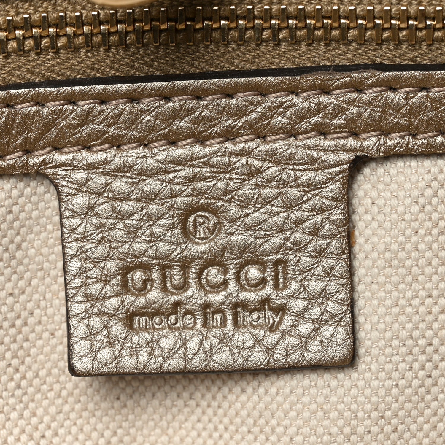 Gucci Metallic Pebbled Calfskin Medium Bella Tote Gold 6 of 10