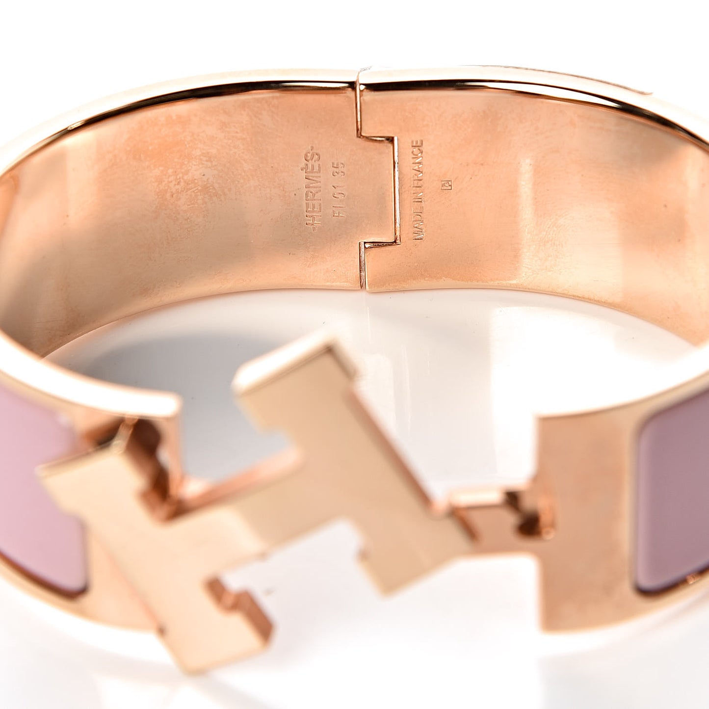 Enamel Wide Clic Clac H Bracelet PM Rose Nacarat