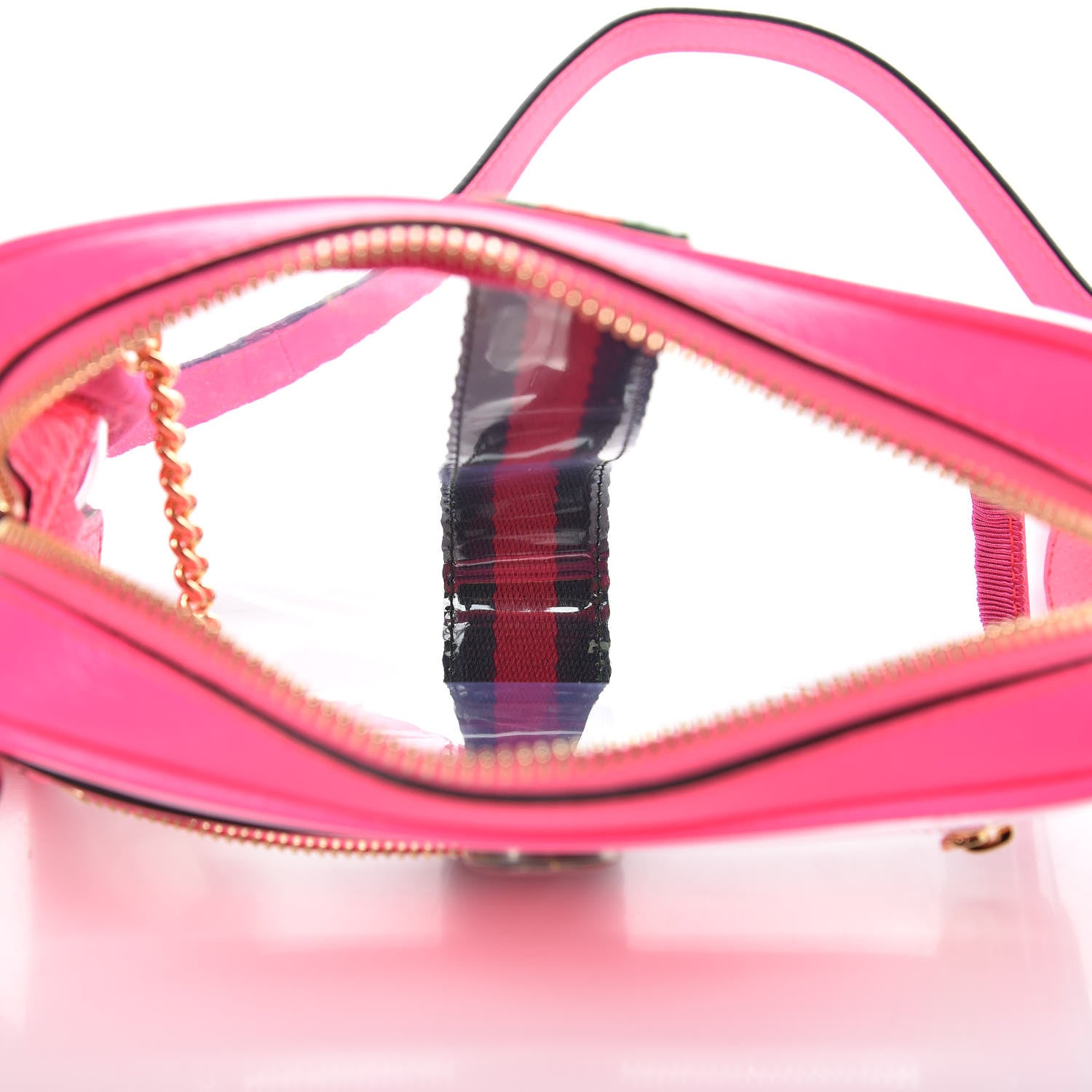 Gucci Vinyl Web Mini Ophidia Transparent Shoulder Bag Fluorescent Fuchsia 5 of 9
