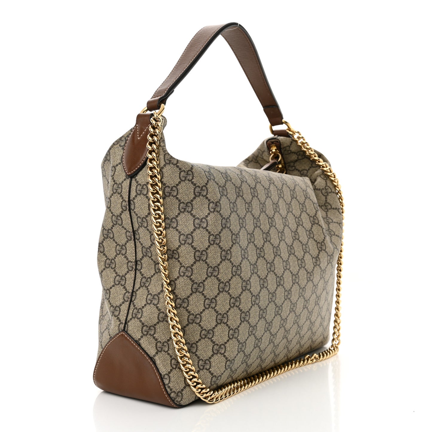 GG Supreme Monogram Large Linea A Hobo Light Brown