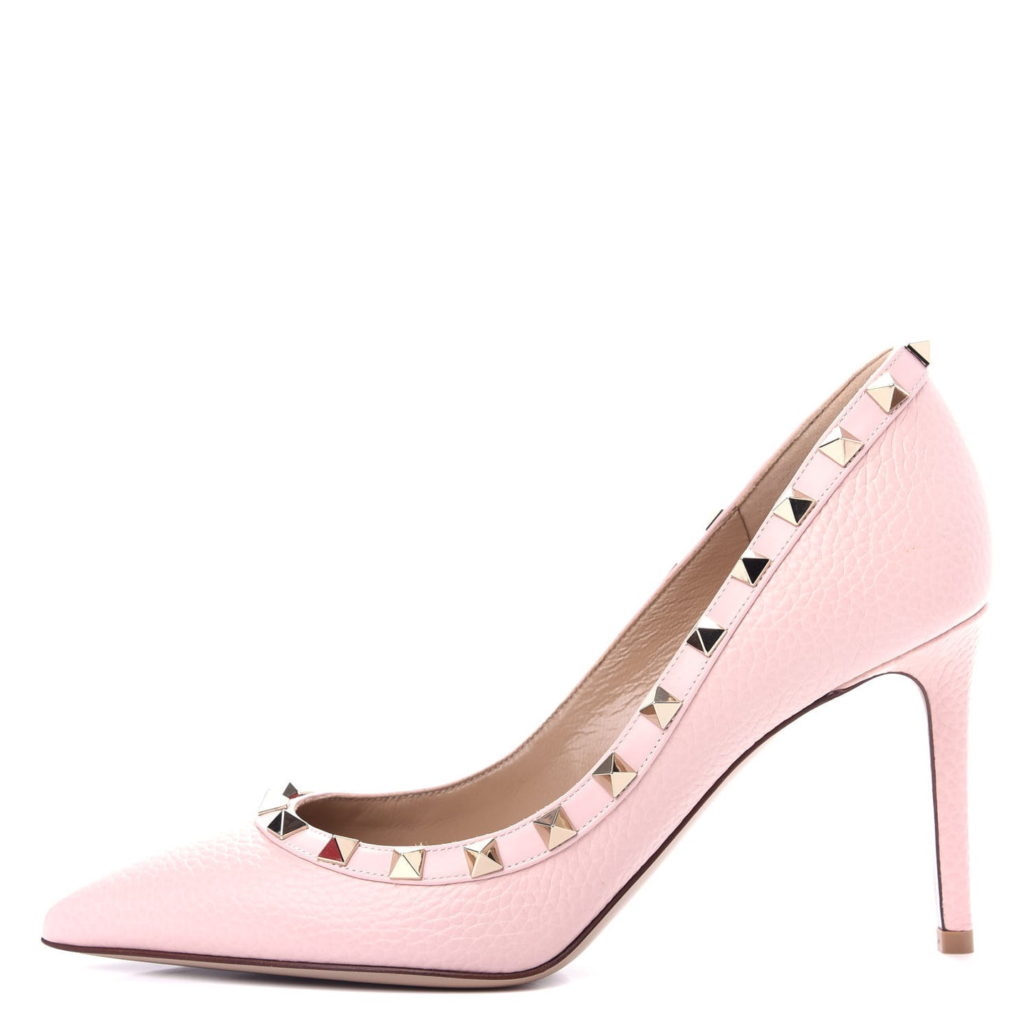 Pebbled Calfskin Rockstud 85mm Pumps 37 Rose Quartz