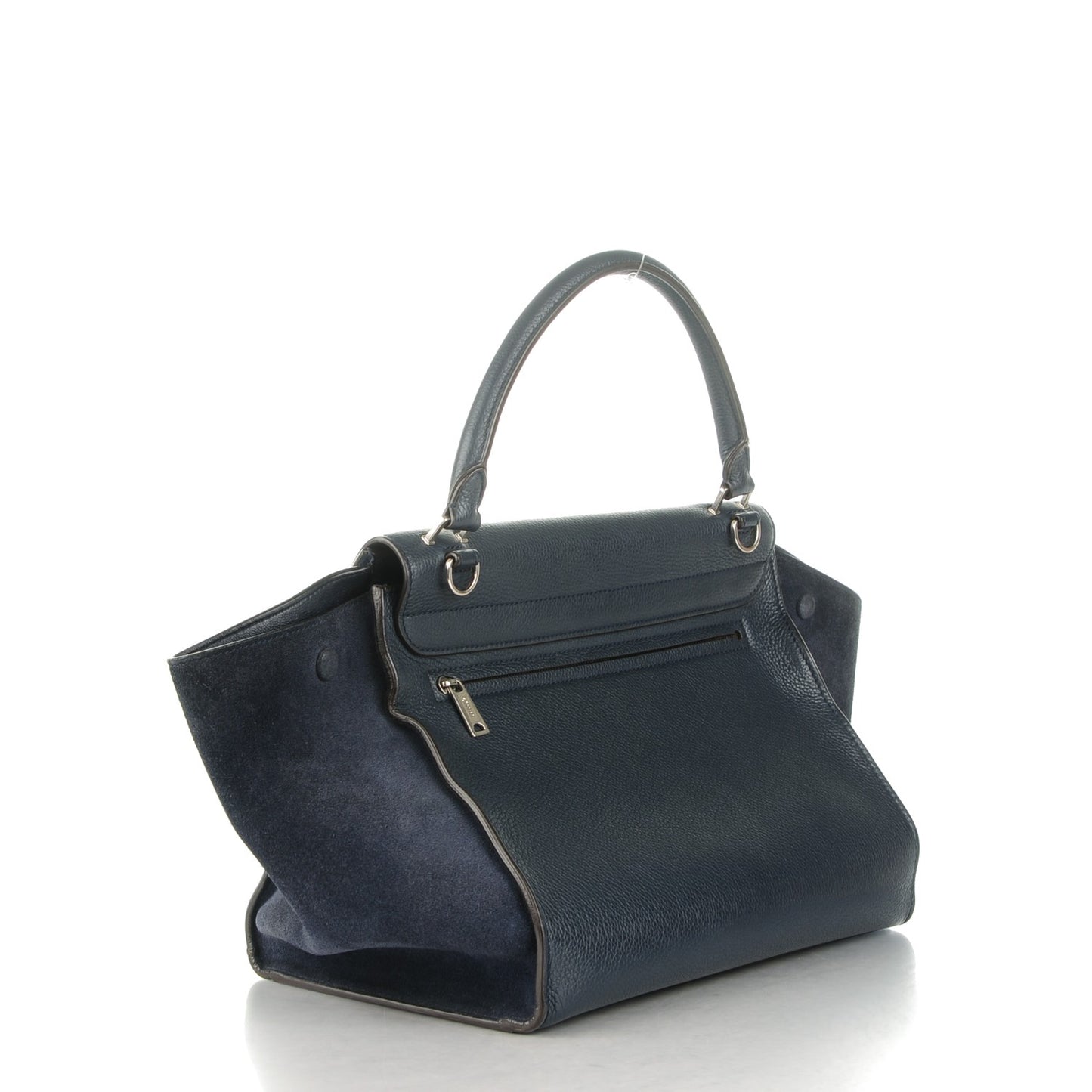 Drummed Calfskin Suede Medium Trapeze Navy