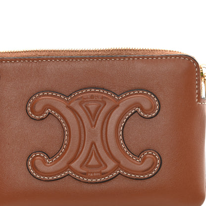 Celine Smooth Calfskin Cuir Triomphe Coin and Card Pouch With Hook Tan 6 of 11