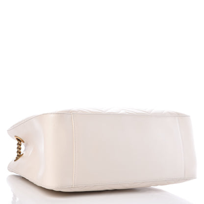 Gucci Calfskin Matelasse Medium GG Marmont Shoulder Tote Bag White 4 of 12