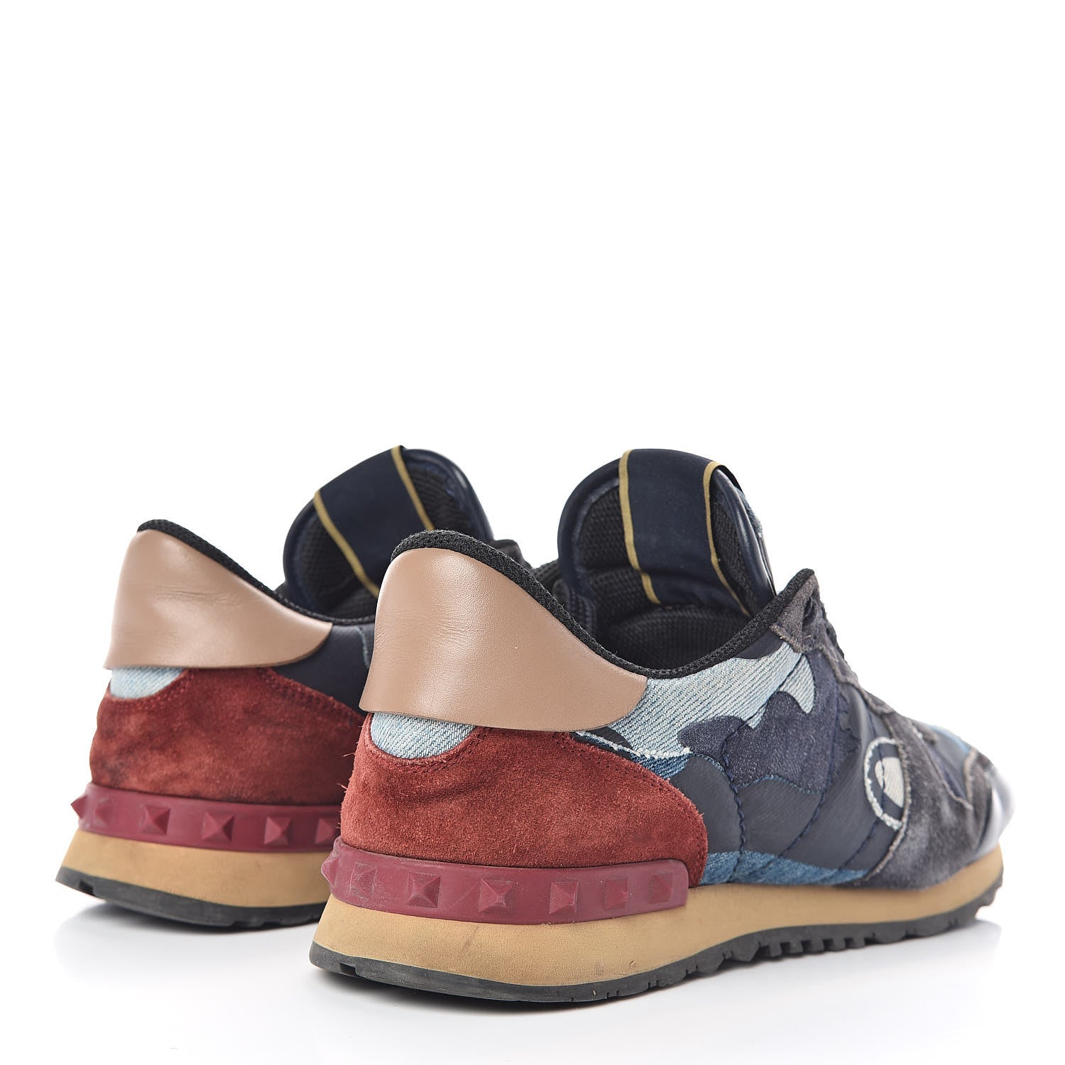 Valentino Garavani Denim Suede Camouflage Mens Rockrunner Sneakers 42 Multicolor 4 of 14