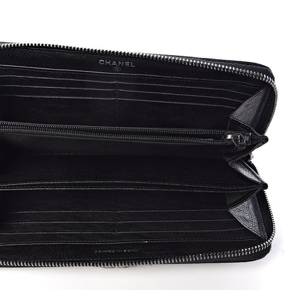 Chanel Calfskin Quilted Boy Chain Large Gusset Zip Around Wallet Black 5 of 9