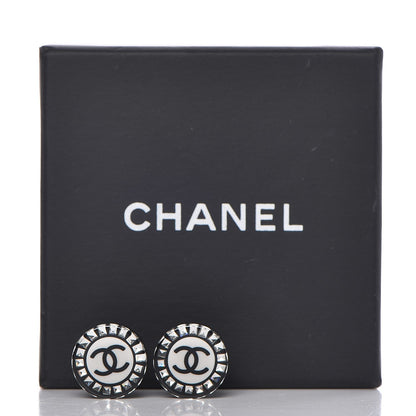 Chanel Resin Crystal CC Earrings Black 5 of 5
