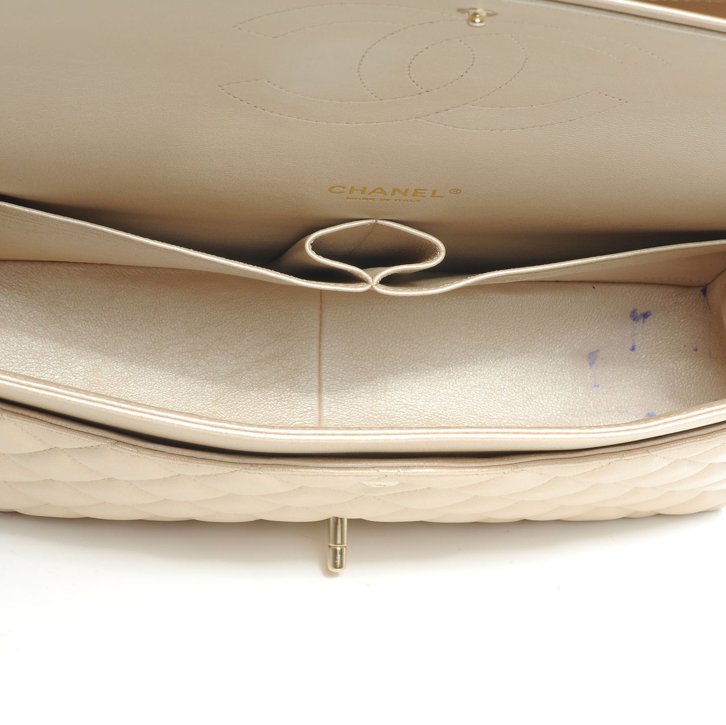 Lambskin Quilted Maxi Double Flap Pearl