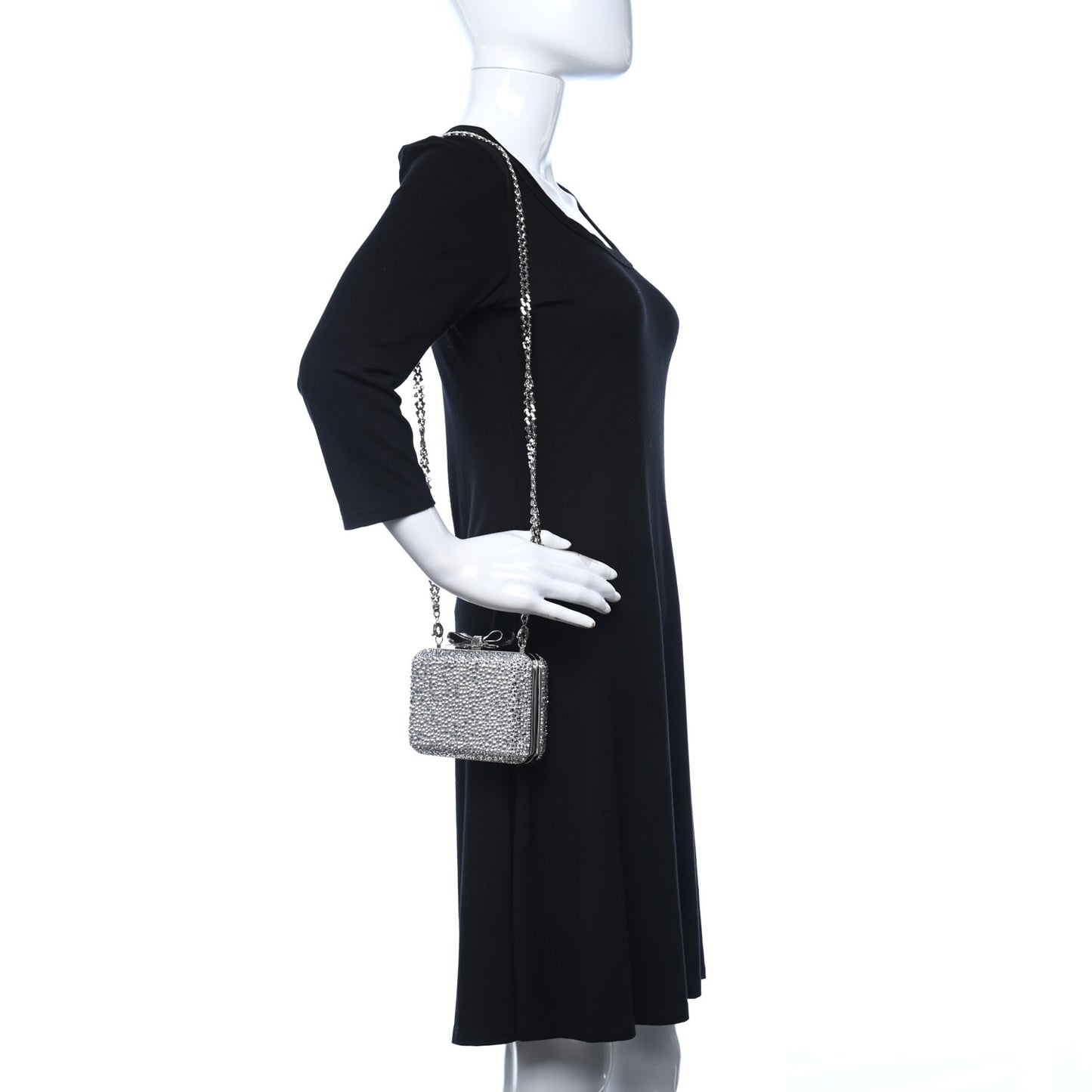 Crystal Strass Fiocco Box Clutch Silver