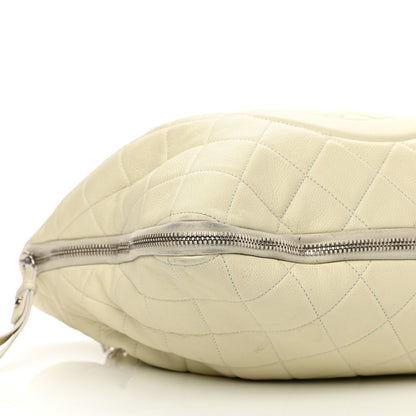 Chanel Caviar Quilted Expandable Zip Shoulder Bag White 9 of 16