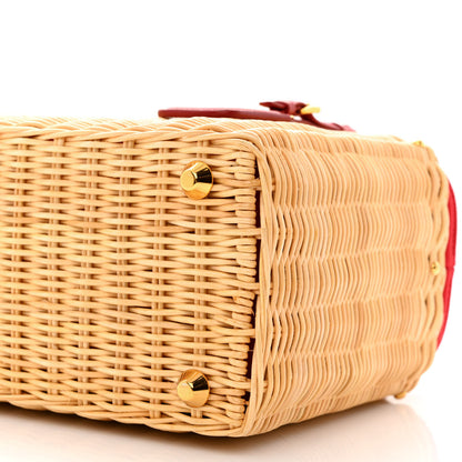 Prada Wicker Canvas Tote Naturale Red 11 of 16