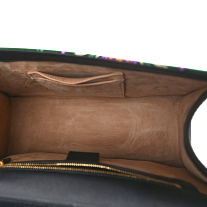 Gucci Jacquard Floral Medium Sylvie Top Handle Bag Green Multicolor Black 5 of 13
