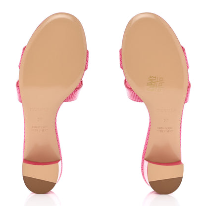 Hermes Lizard Oasis Sandals 38 Rose Fuchsia 5 of 9