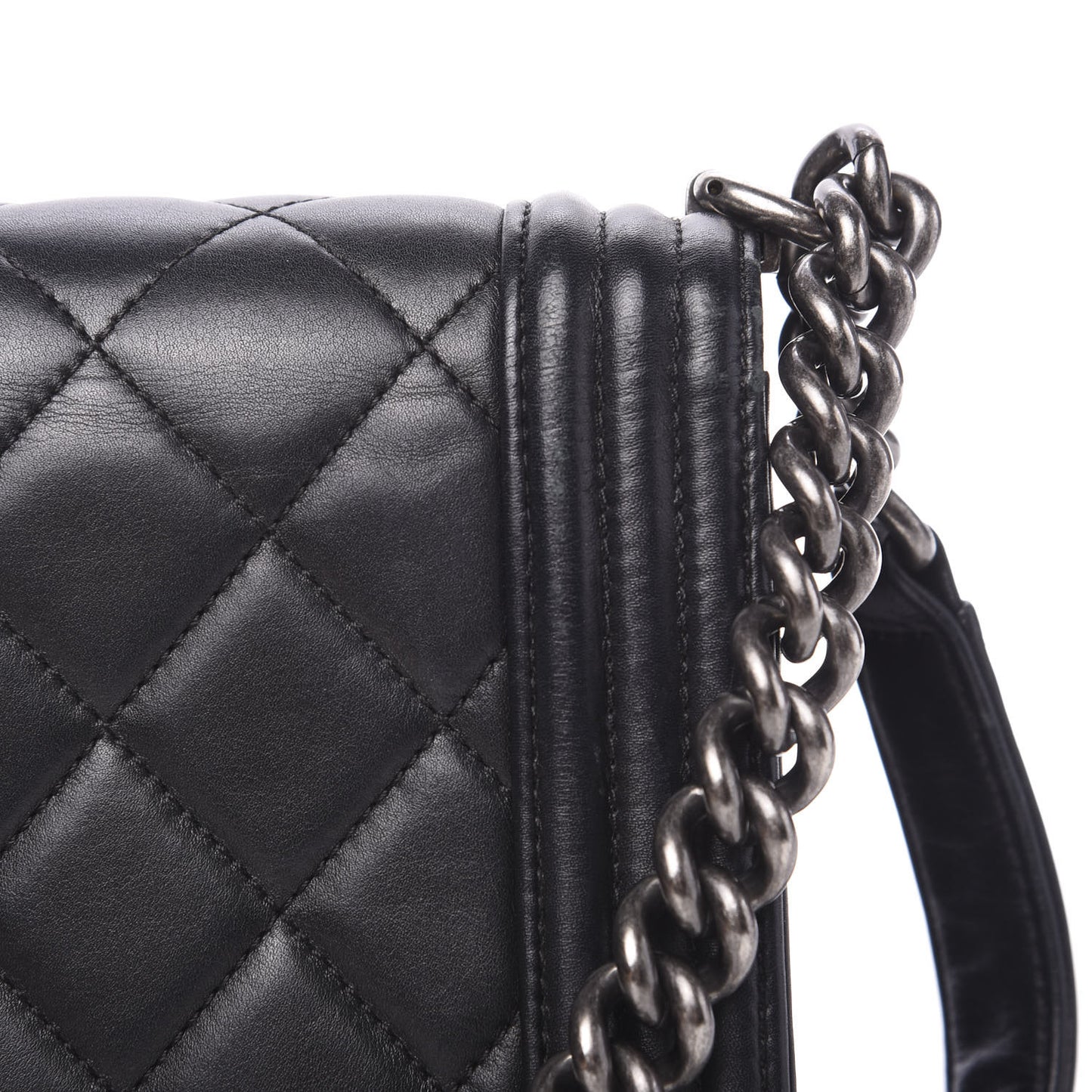 Calfskin Quilted New Medium Boy Flap Black