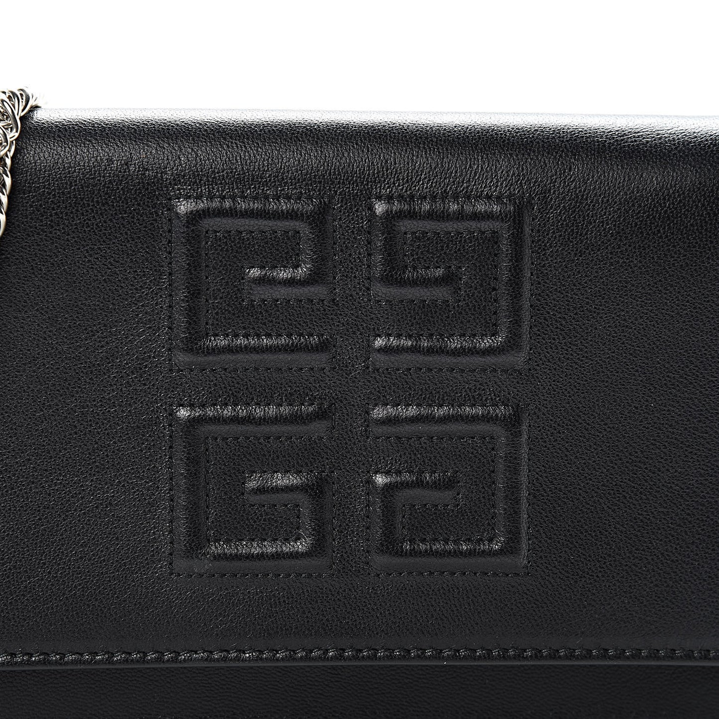 Lambskin Emblem Chain Wallet Black