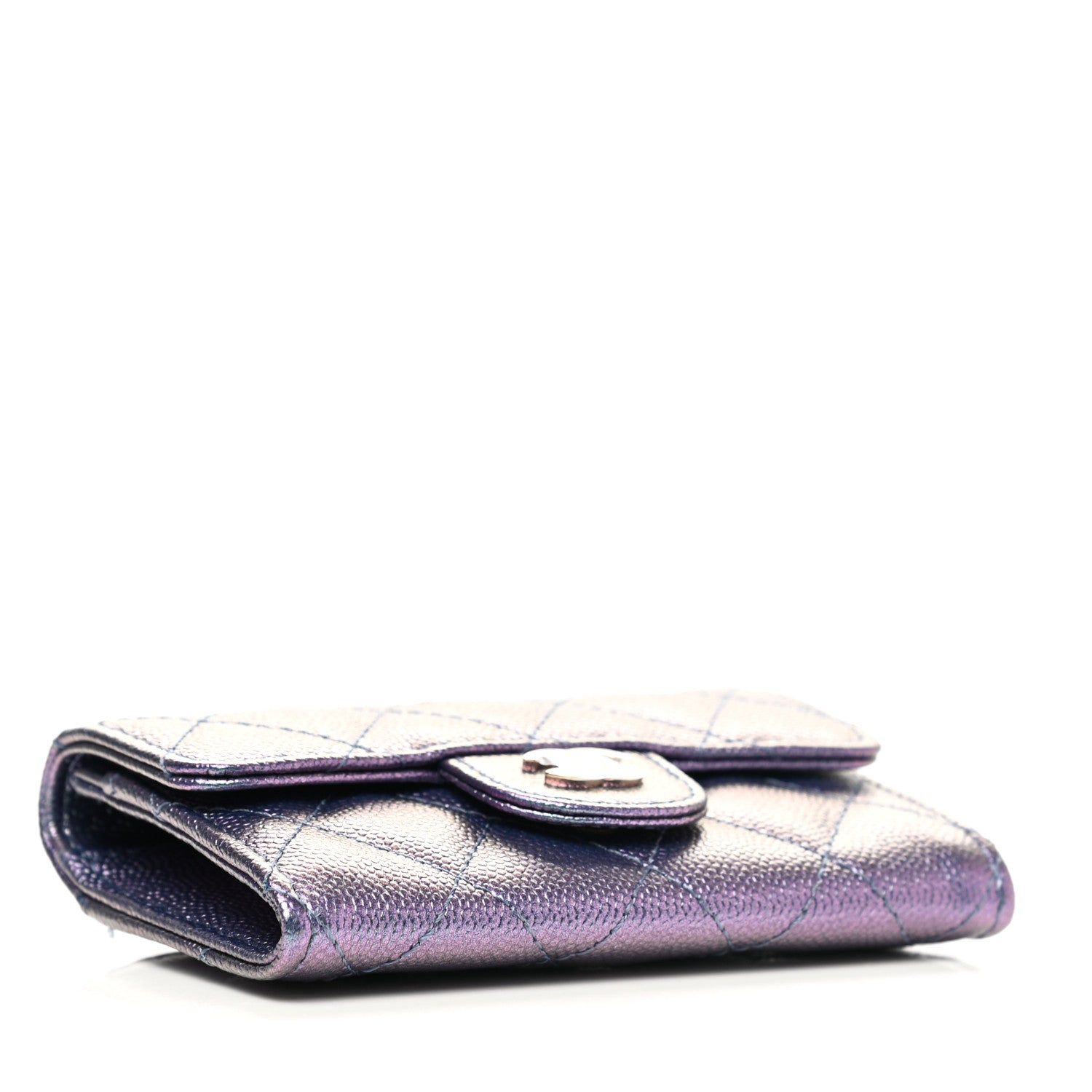 Chanel Iridescent Caviar Quilted Flap Card Holder Wallet Dark Blue 2 of 8