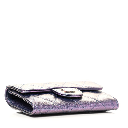 Chanel Iridescent Caviar Quilted Flap Card Holder Wallet Dark Blue 2 of 8