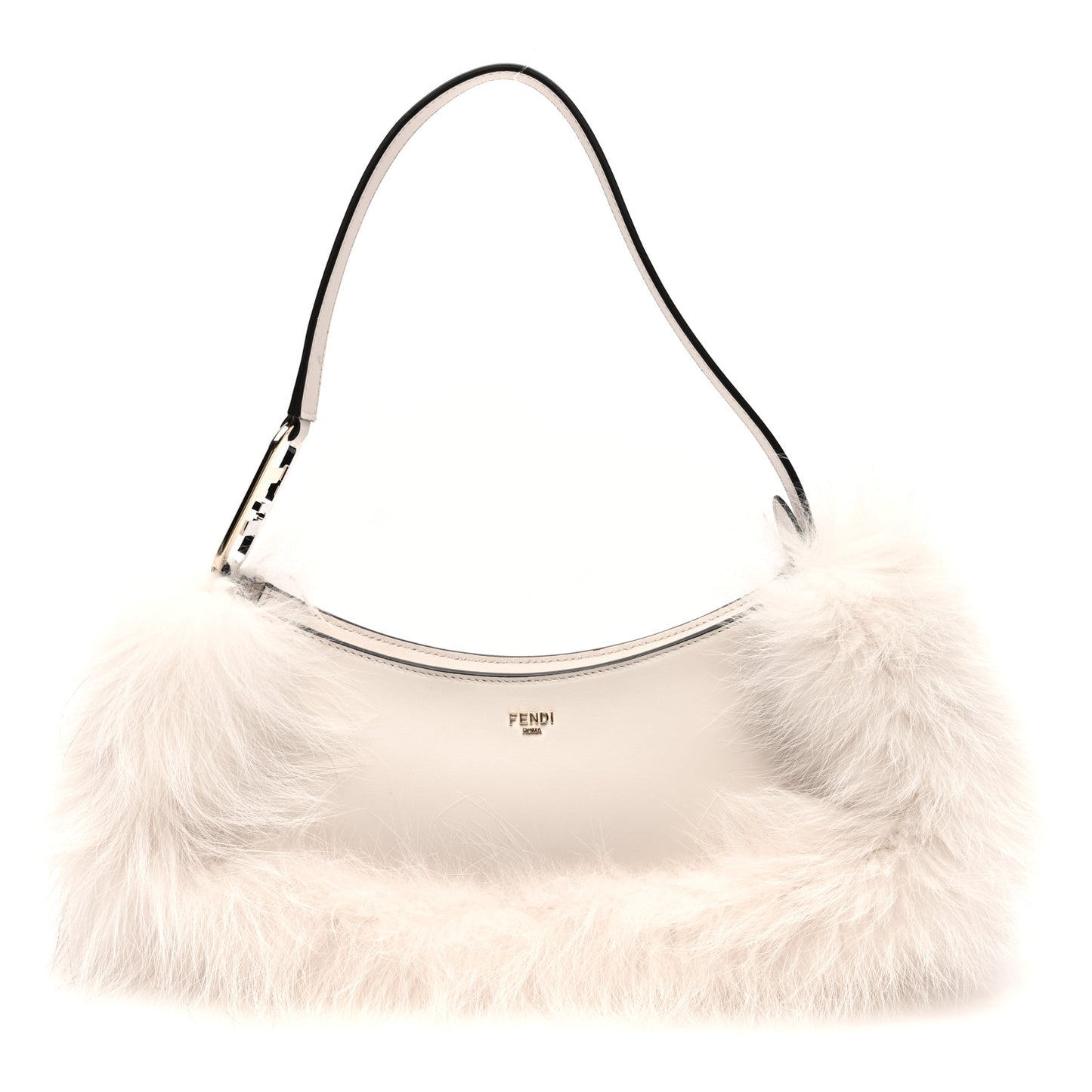Fox Fur Vitello Fendi O'Lock Swing Camelia