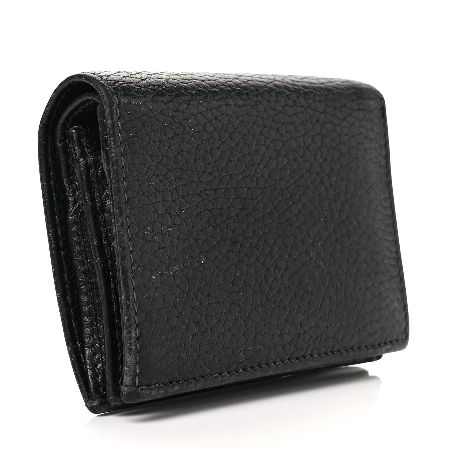 Pebbled Calfskin GG Marmont Card Case Black