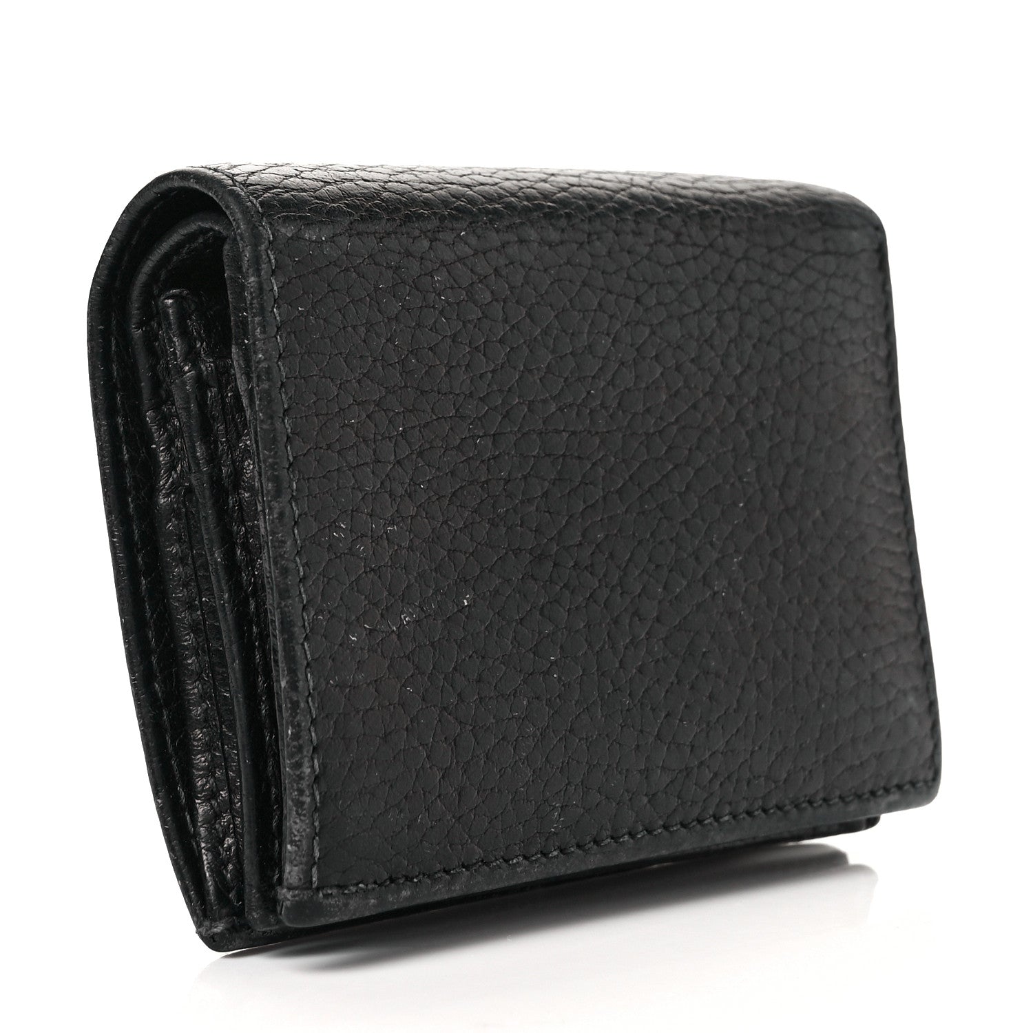 Gucci Pebbled Calfskin GG Marmont Card Case Black 3 of 9