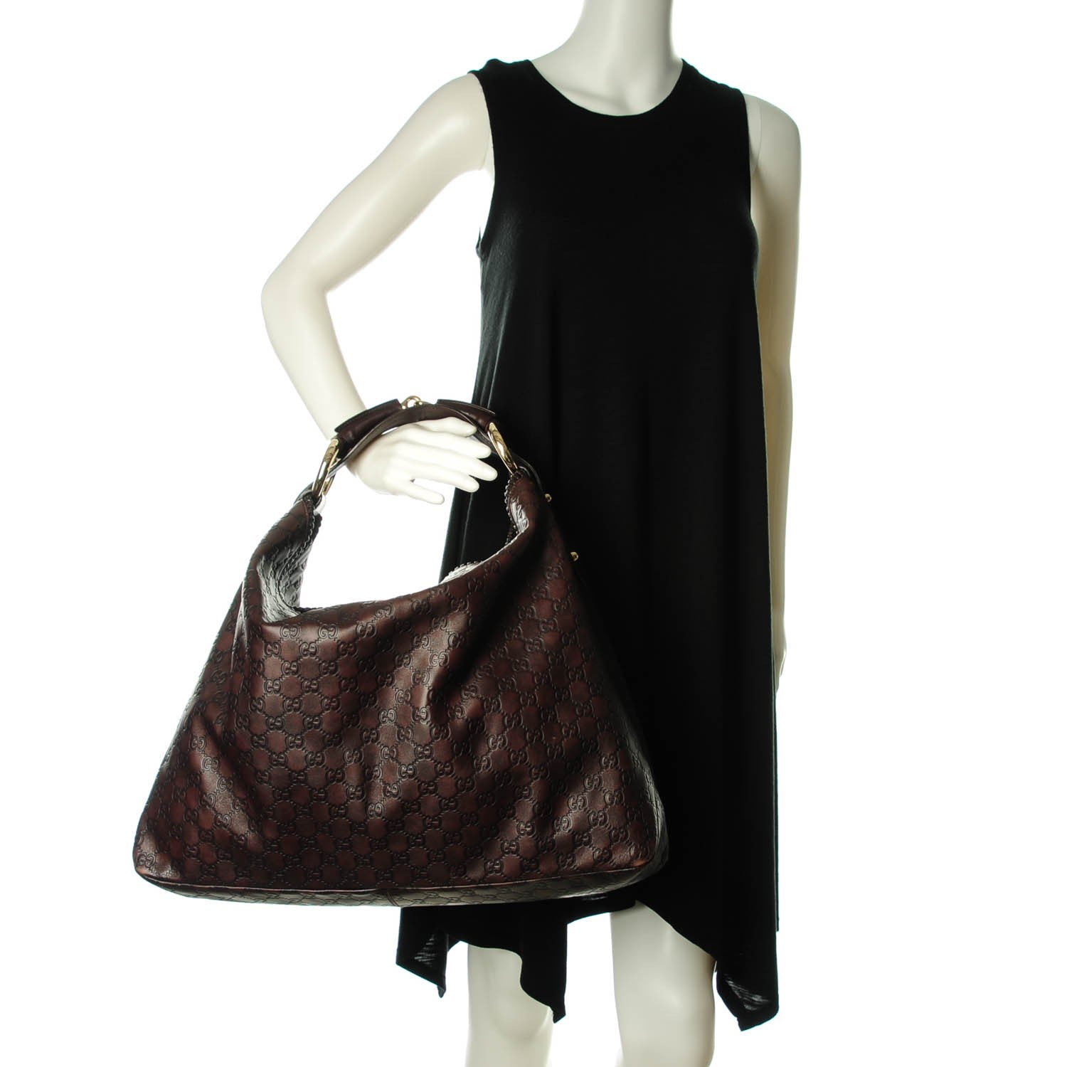 Gucci Guccissima Large Horsebit Chain Hobo Chocolate 2 of 8